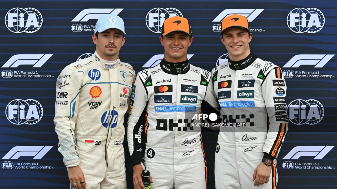 Norris junto a Leclerc y Piastri tras las clasificatorias