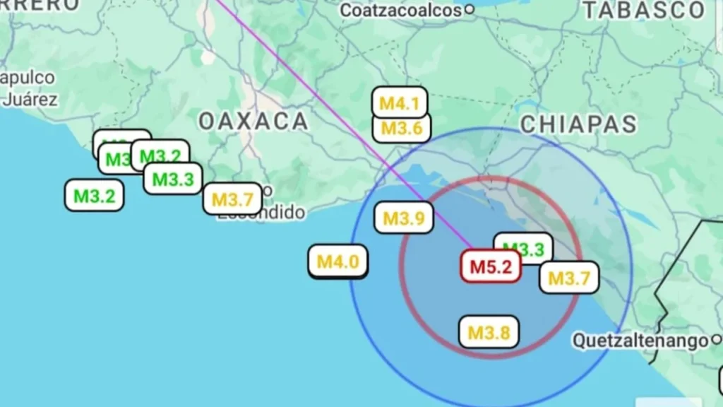 sismo registrado en Chiapas