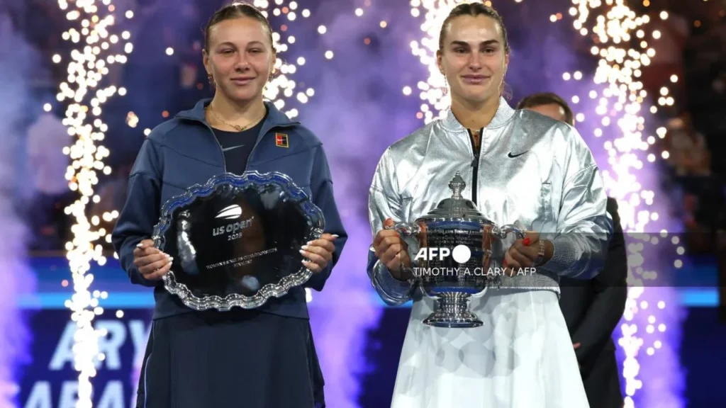 Aryna Sabalenka derrotó este sábado a la estadounidense Amanda Anisimova en el Abierto de Estados Unidos.