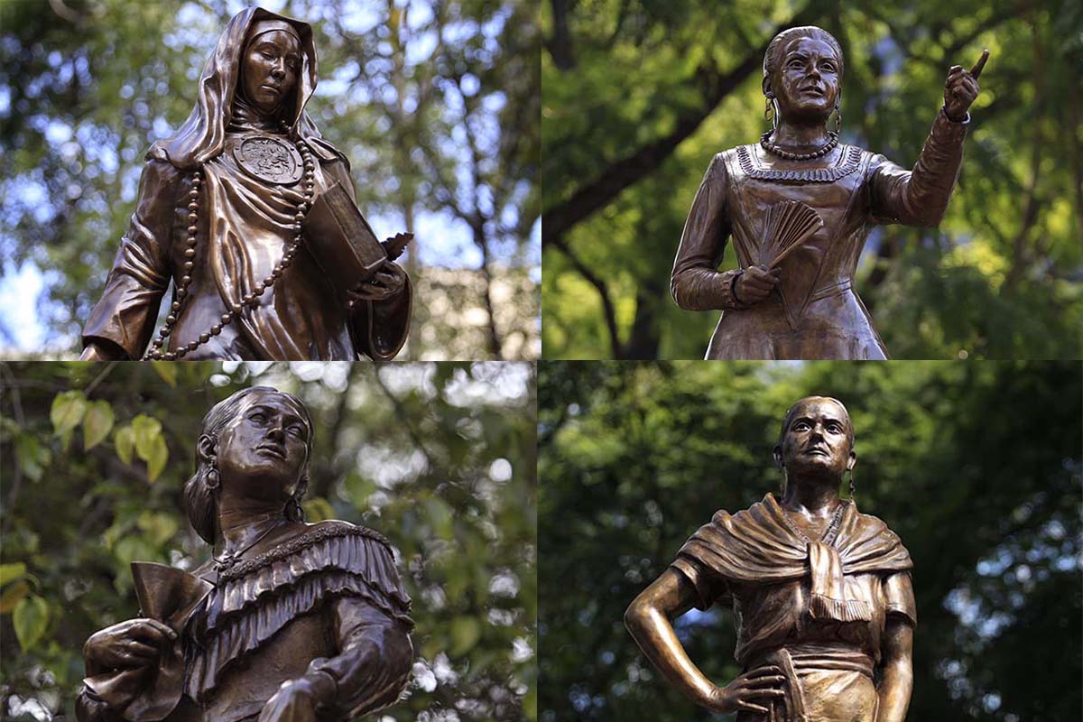 Develan 4 nuevas esculturas el Paseo de las Heroínas