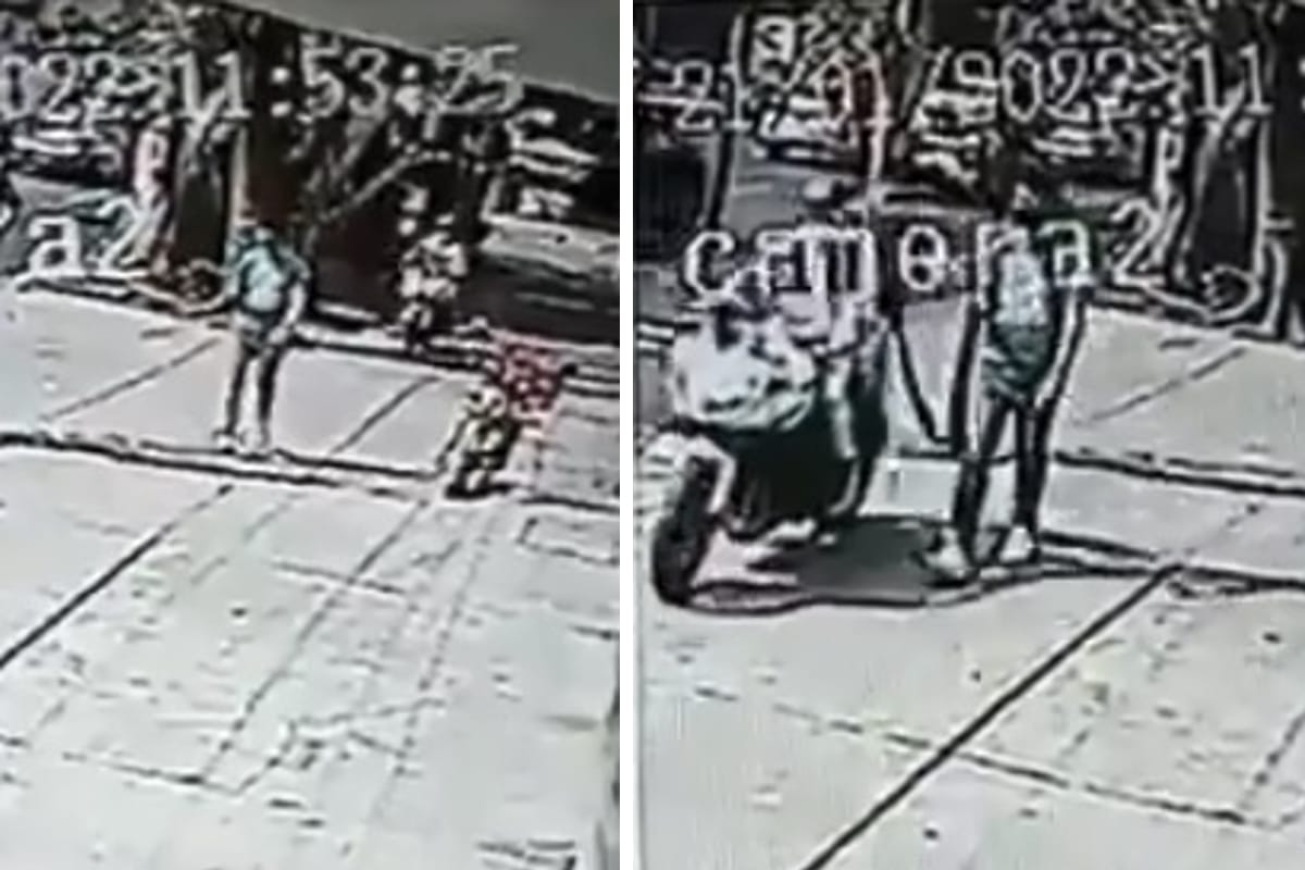 Foto: captura | Una cámara de seguridad captó el momento en el que un hombre es despojado de su celular.