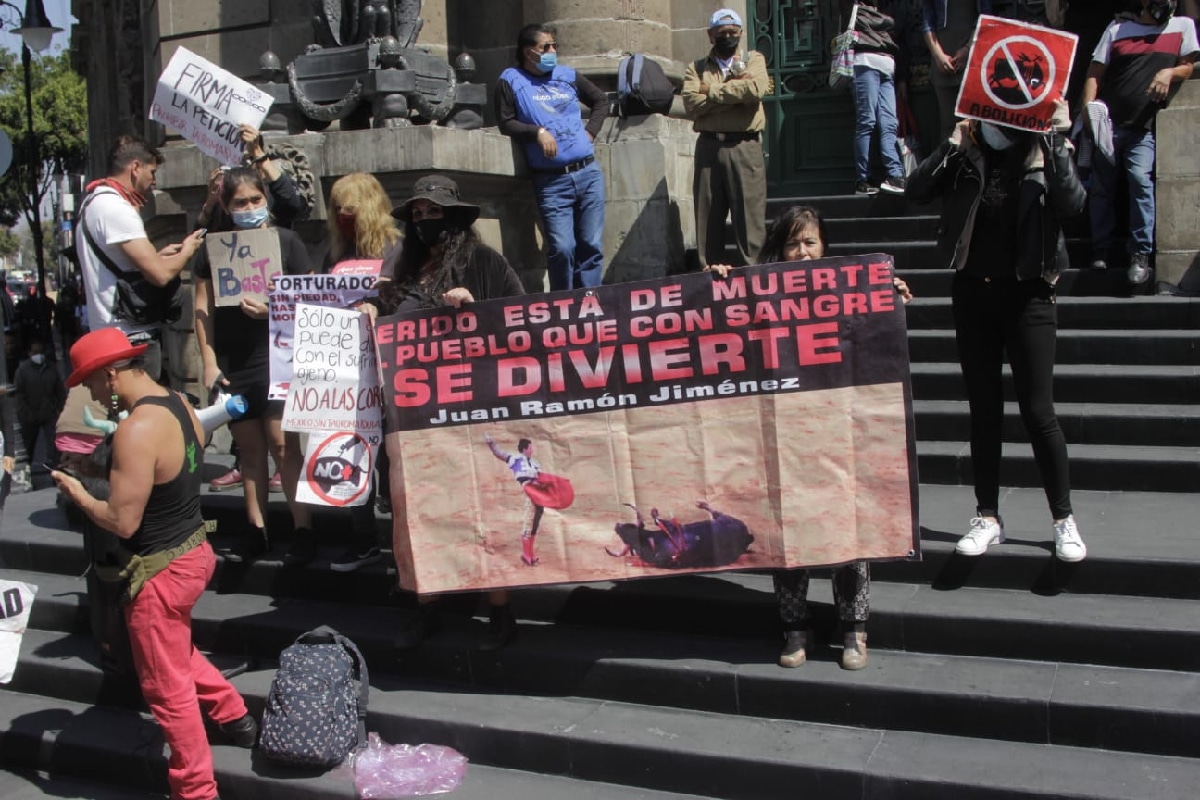Grupos anti especistasse dieron cita frente al Congreso de la Ciudad de México.
