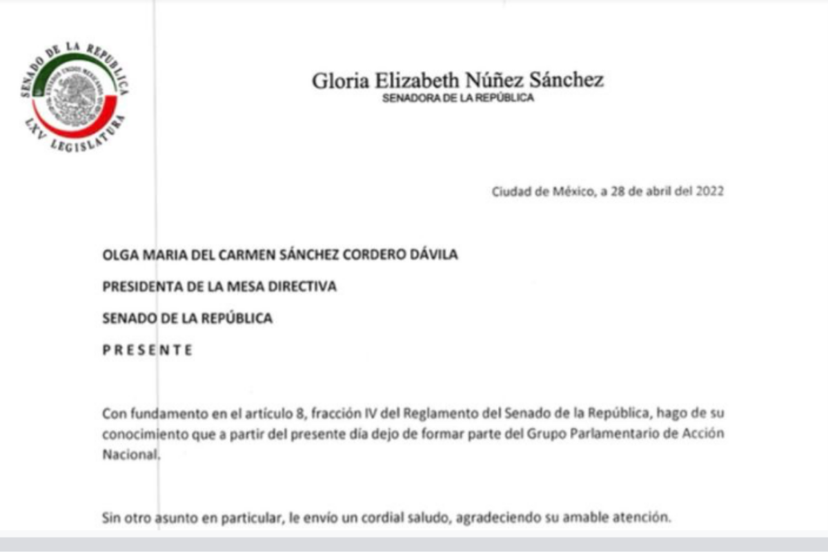 Foto: Cuartoscuro | Deja Gloria Elizabeth Núñez, bancada del PAN en el Senado 
