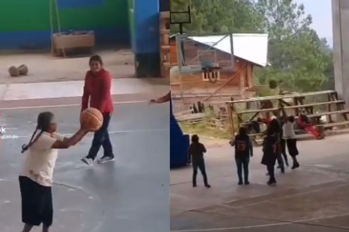 Foto:Captura de pantalla|¿Curry eres tú? Captan a abuelita jugando baloncesto; se viraliza