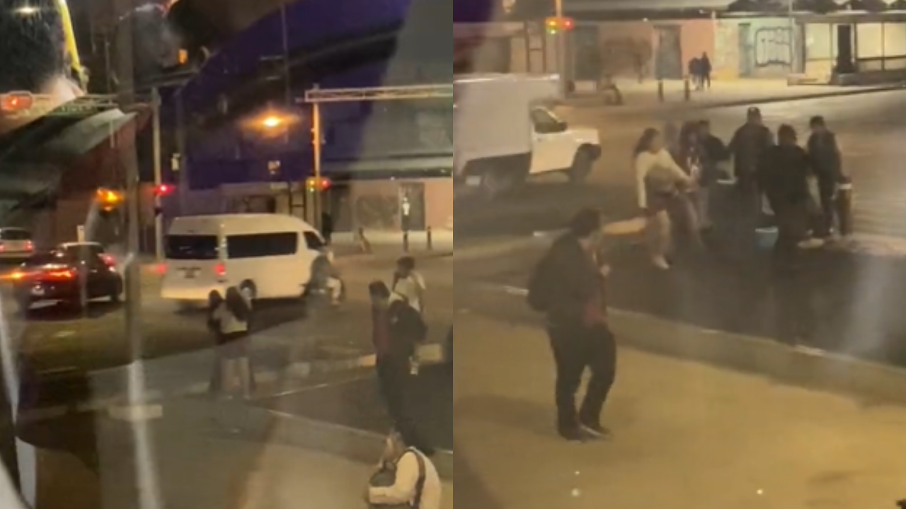 Foto:Captura de pantalla|VIDEO: Captan a una mujer golpeando a un hombre cerca de una estación del Metrobús