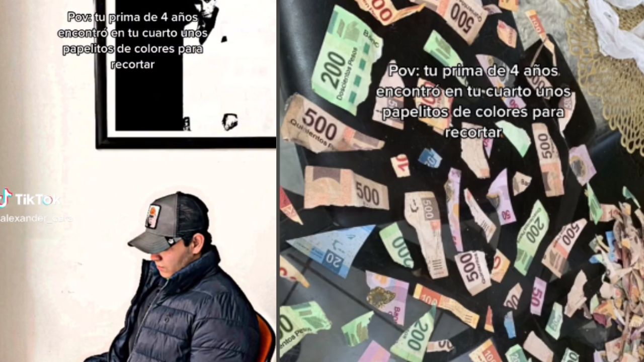Una niña recortó los billetes de su primo; pensaba que eran papelitos de colores