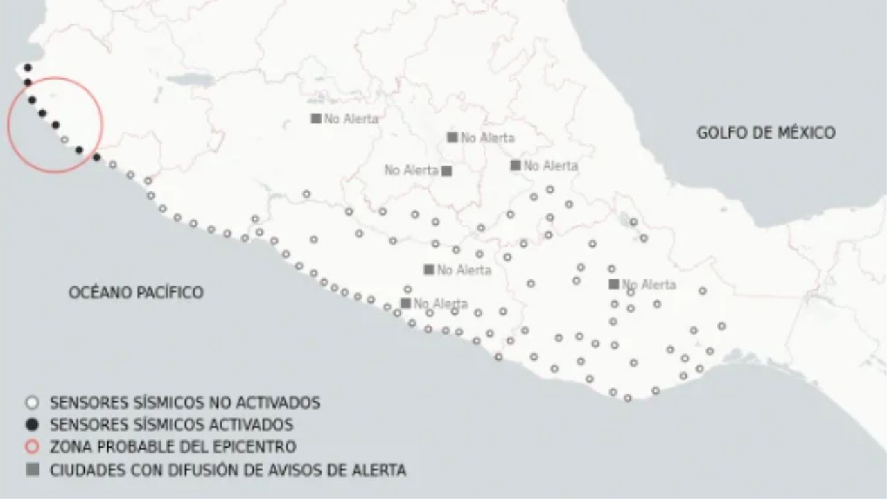 Foto:Twitter/@SASMEX|¿Lo sentiste? Se registra sismo de 5.8 en Cihuatlan, Jalisco