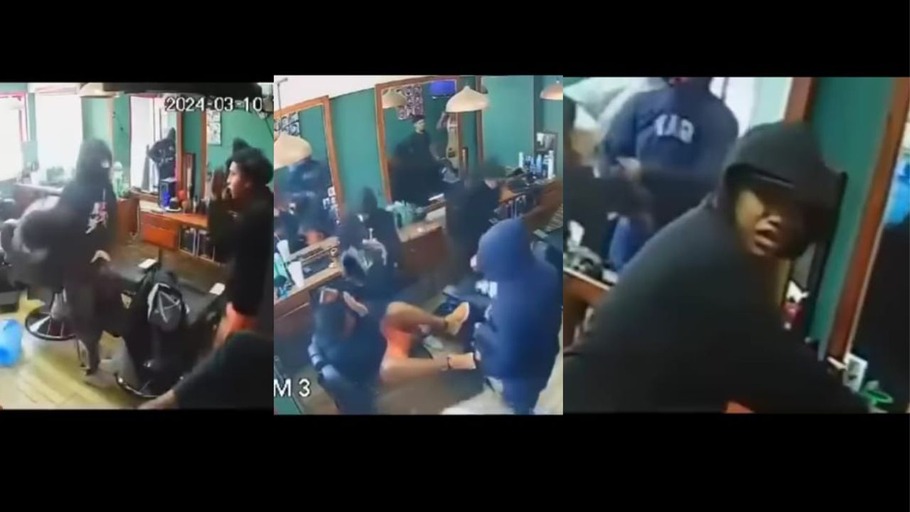 Sin armas de fuego pero a golpes es como cuatro delincuentes asaltan una barbería en Chimalhuacán