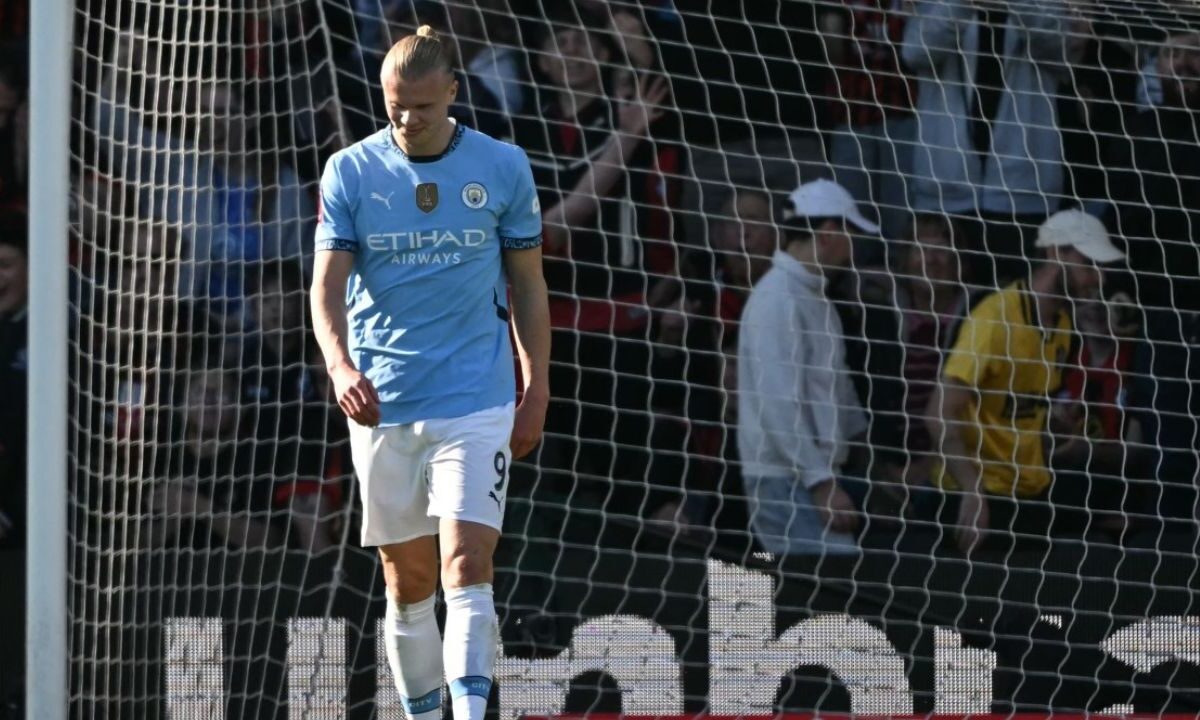 Erling Haaland lesionado el pasado domingo en el tobillo, estará ausente de los terrenos de juego