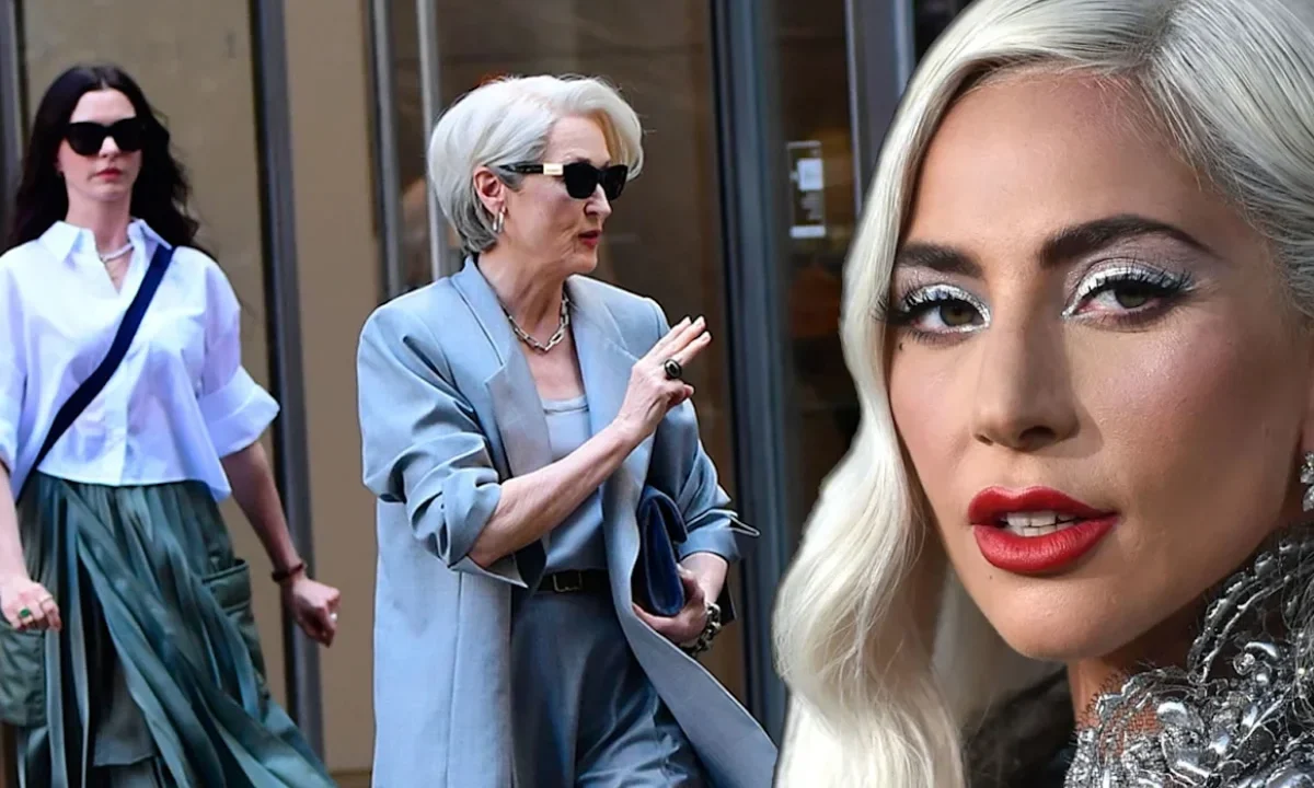 Lady Gaga fue vista filmando escenas en Milán para El diablo viste a la moda 2, junto a Meryl Streep y Anne Hathaway.
