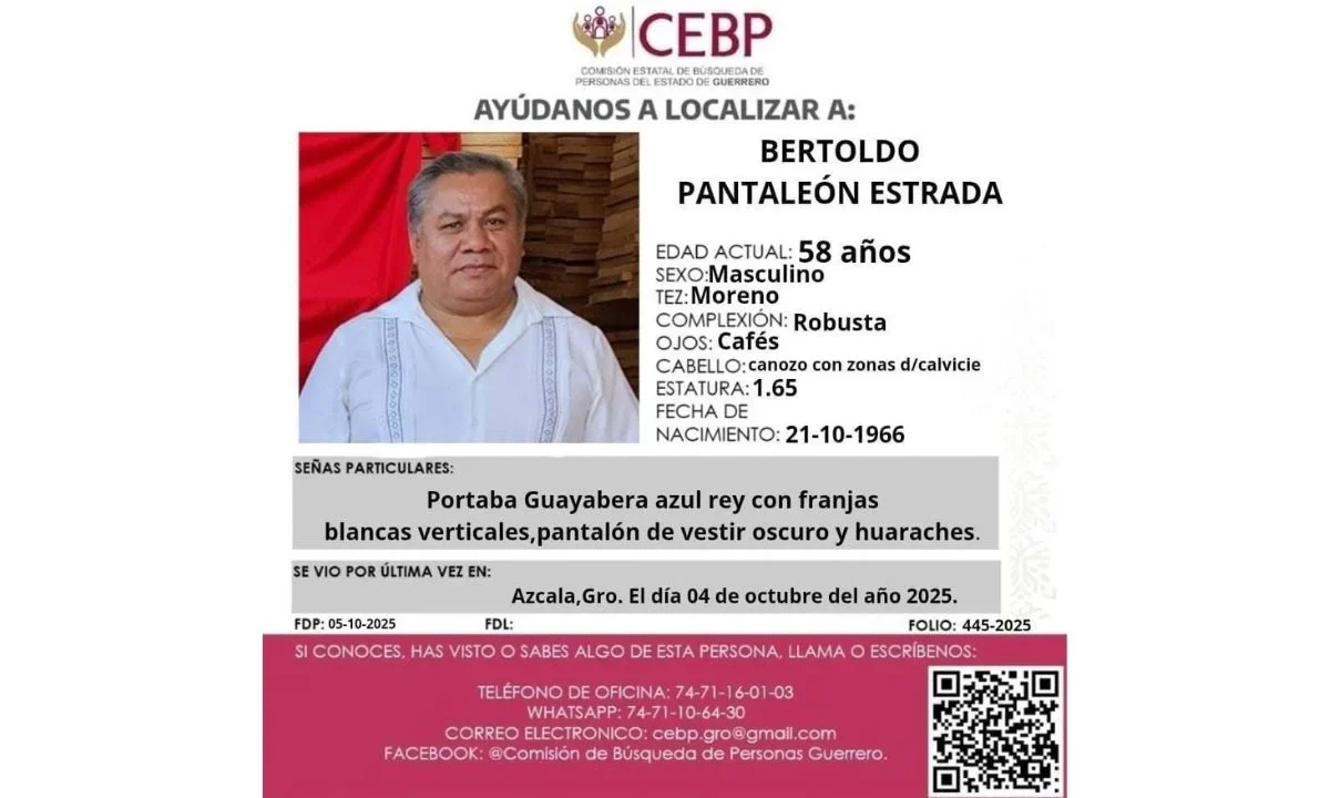 El párroco Bertoldo Pantaleón Estrada, de la parroquia de San Cristóbal, fue visto por última vez el pasado 4 de octubre.