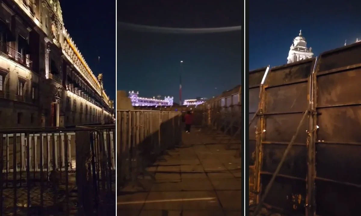 Elementos de la Secretaría de Seguridad Pública de la CDMX despliegan operativo alrededor de Palacio Nacional para evitar el paso a integrantes de la CNTE.