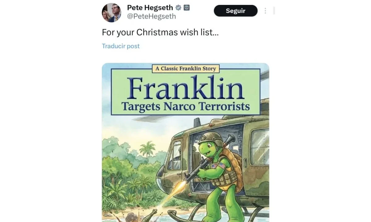 La editorial de 'Franklin la tortuga' condenó el uso violento de la imagen que hizo el secretario 'de Guerra' de EU, Pete Hegseth.