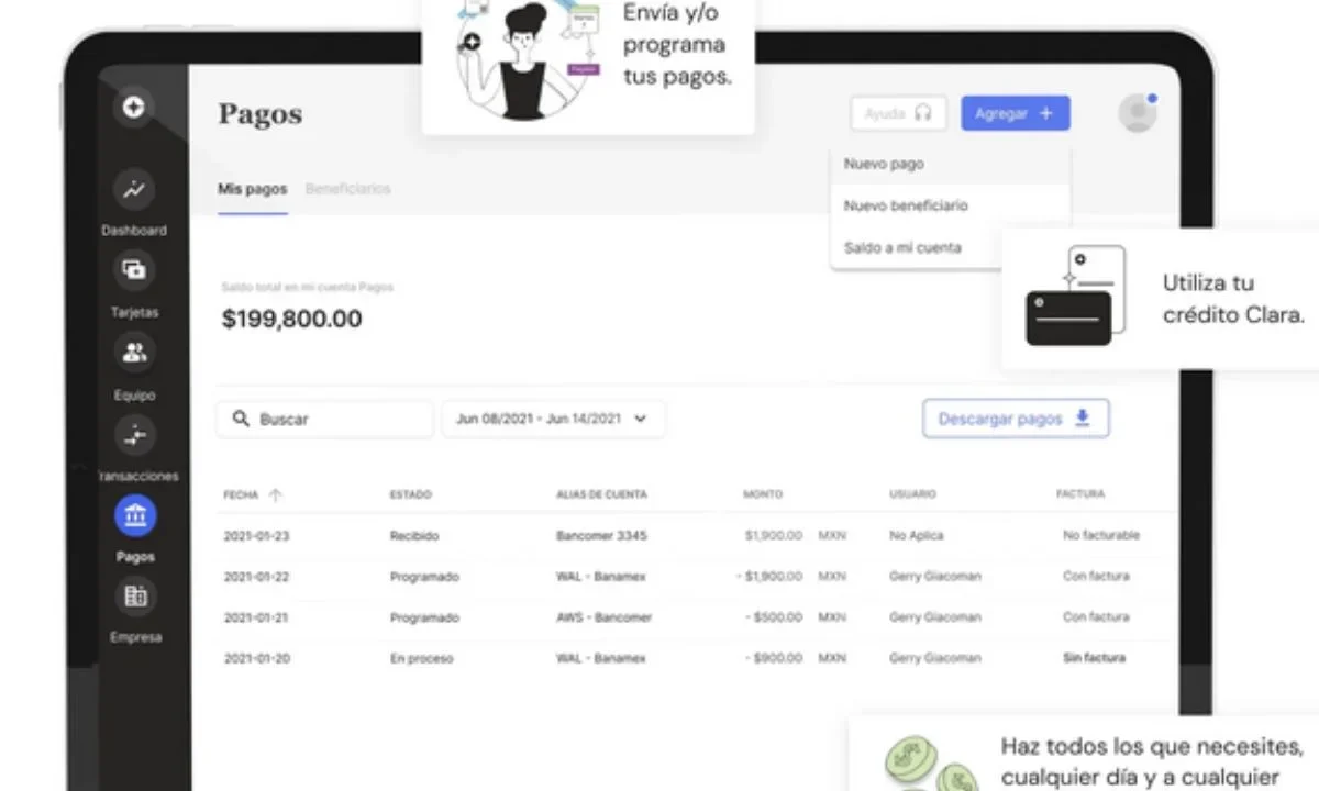 Clara, es una plataforma digital líder en gestión de gastos
