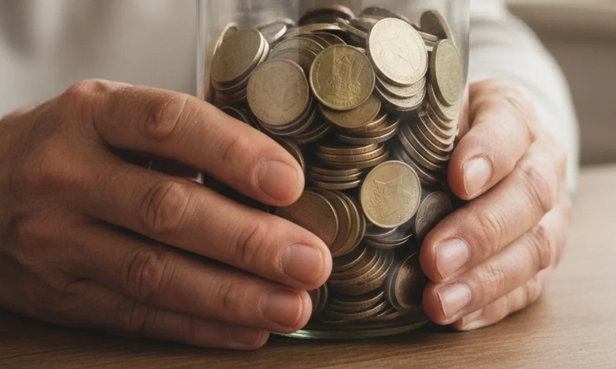 Imagen generada con Inteligencia Artificial representando ahorros de una persona mayor. Imagen ilustra la noticia Avala la SCJN reducción de aguinaldo a pensionados de Zacatecas.