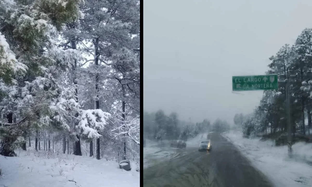 Autoridades locales informaron de la caída de nieve y aguanieve en Chihuahua.