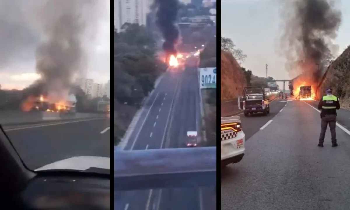 La mañana de este sábado se registró el incendio de un tráiler en la autopista Chamapa-Lechería.