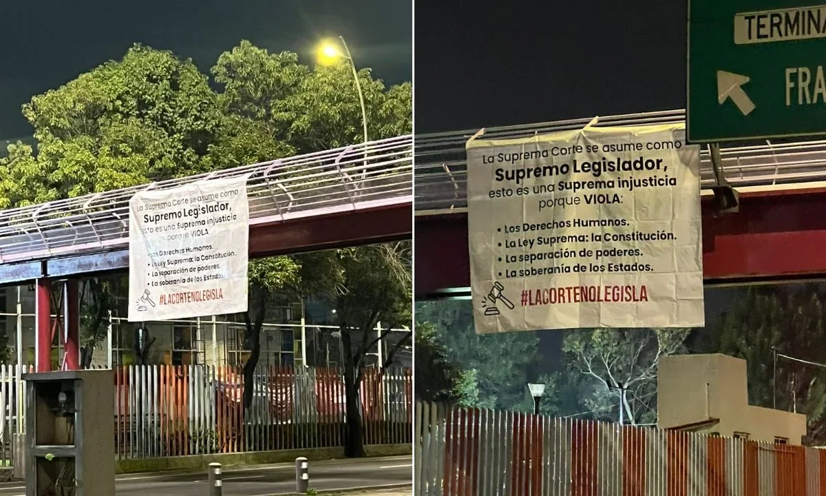 Un grupo de organizaciones provida desplegó una campaña con mantas en la CDMX contra la SCJN por la legislación sobre el aborto.