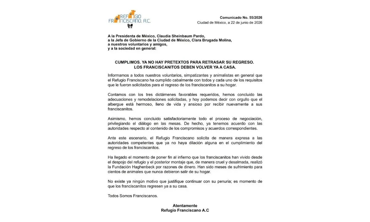 La Asociación Cultural del Refugio Franciscano exigen la devolución de los perros y gatos que quedaron en custodia del Gobierno de CDMX.