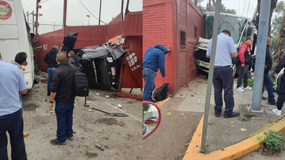 El percance en la José López Portillo entre un camión de transporte de personal y un automóvil particular, dejó varias personas lesionadas.