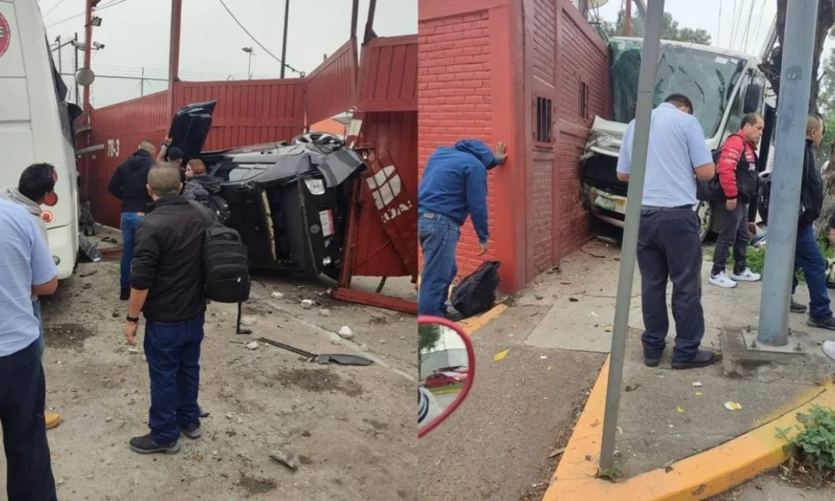 El percance en la José López Portillo entre un camión de transporte de personal y un automóvil particular, dejó varias personas lesionadas.