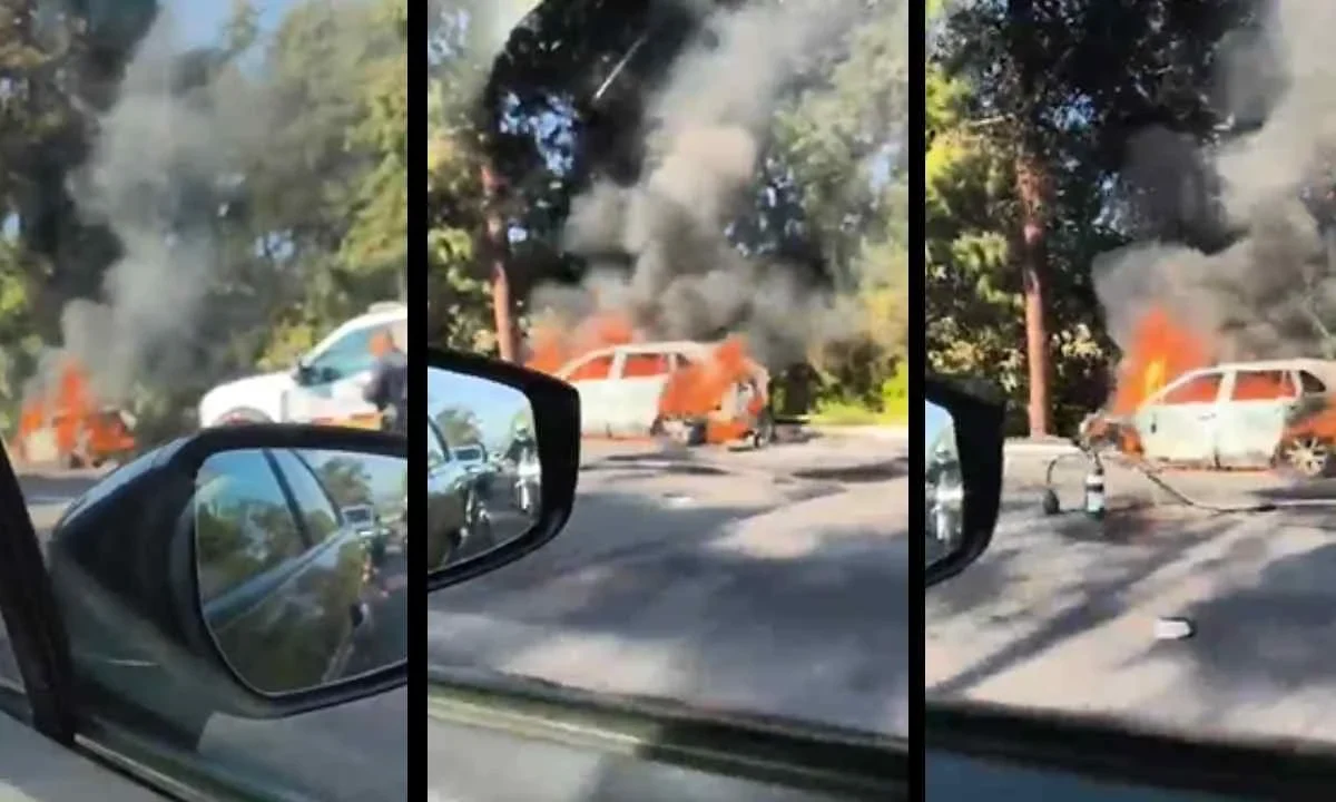 Se registró el incendio de un automóvil, a la altura del kilómetro 34 de la México-Cuernavaca.