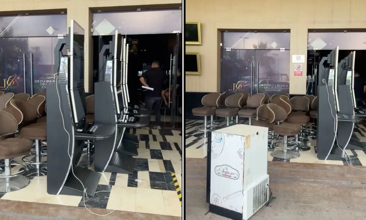 Sillas, mesas, máquinas de apuestas y hasta cafeteras fueron retiradas del Joy Casino, en Sonora, y llevadas en camionetas.