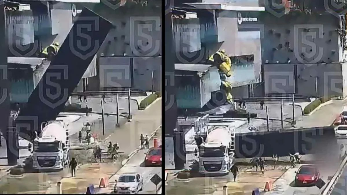 Una mujer murió este viernes tras la caída de una estructura, frente a una plaza comercial en Interlomas.